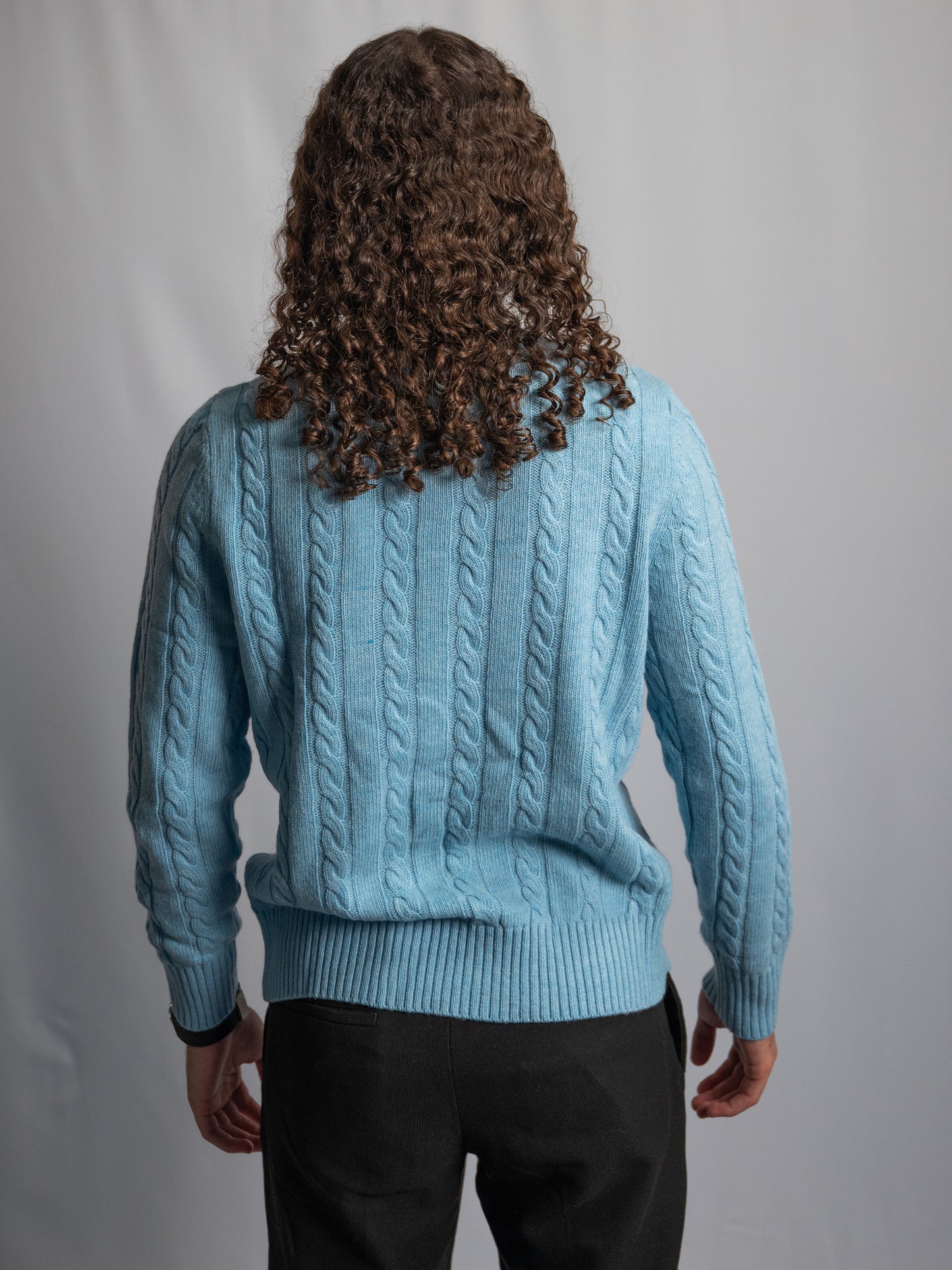 Pull Ralph Lauren Bleu Clair – Maille torsadée