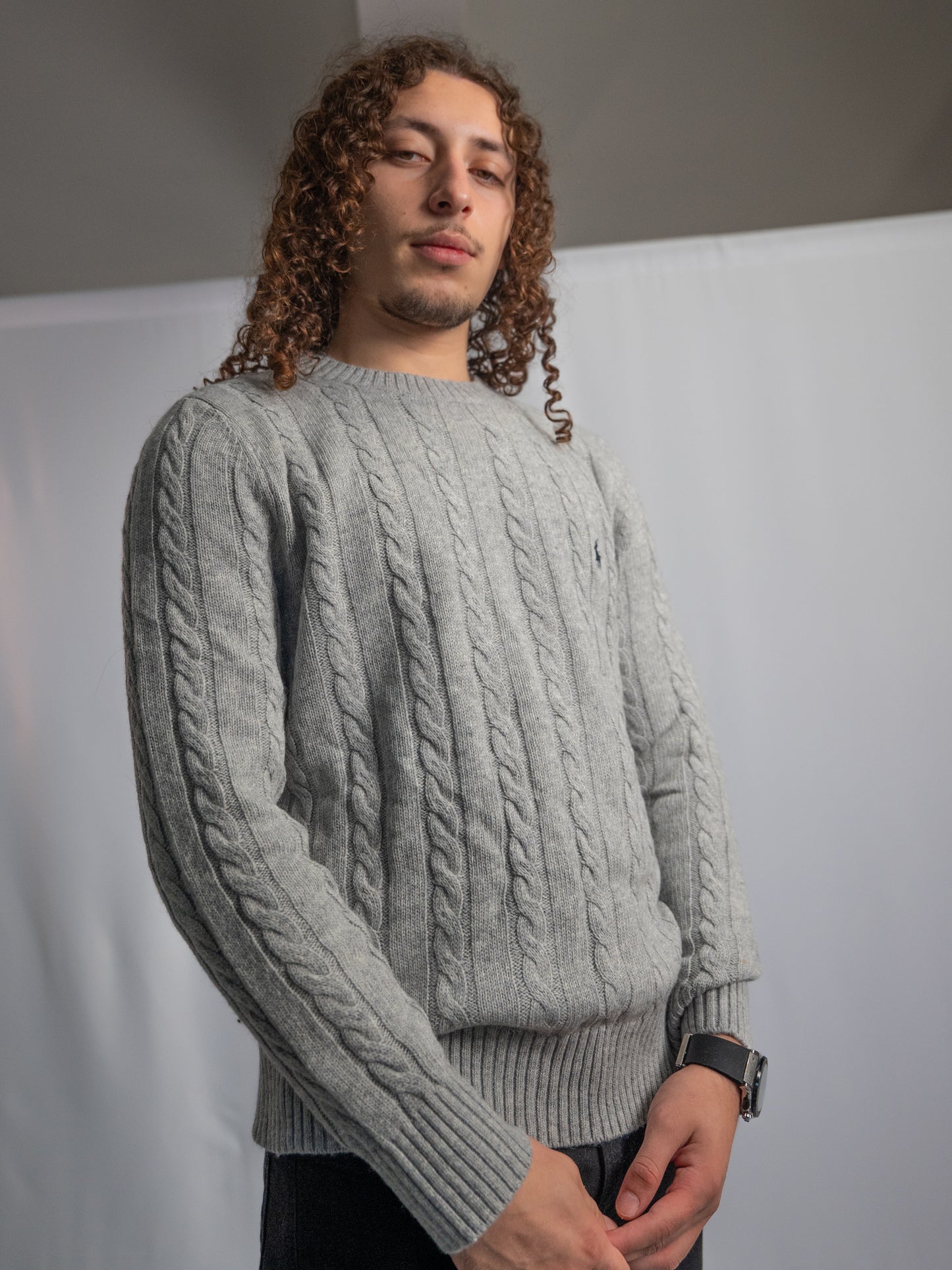 Pull Ralph Lauren Gris – Maille torsadée