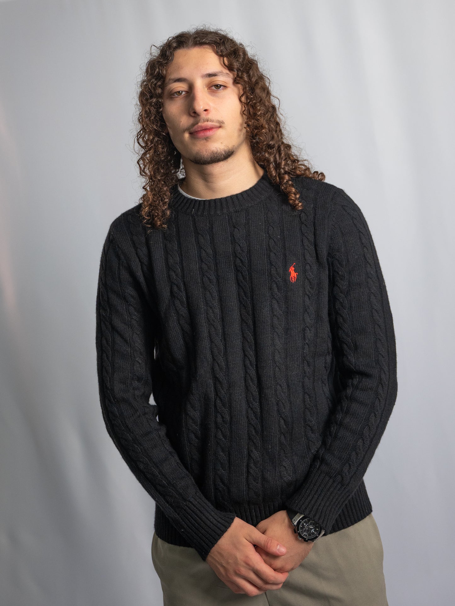 Pull Ralph Lauren Noir – Maille torsadée