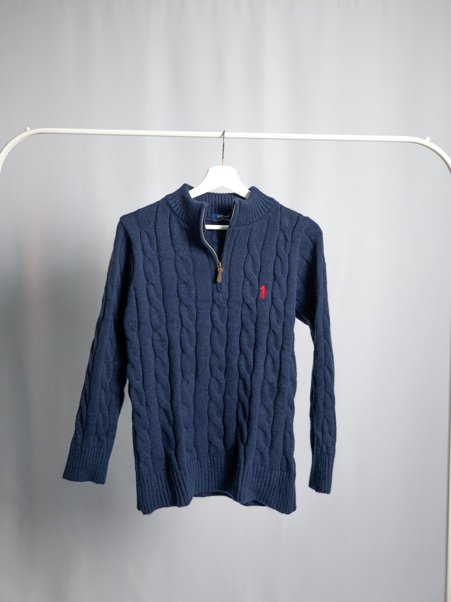 Pull Zippé Ralph Lauren Noir– Maille torsadée
