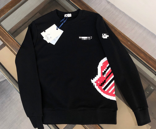 Pull Moncler Noir – Logo pixelisé Rouge
