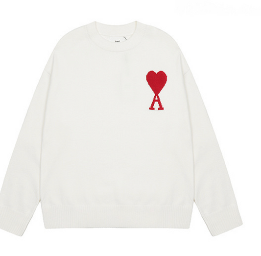 Pull Ami Paris En Laine Blanc