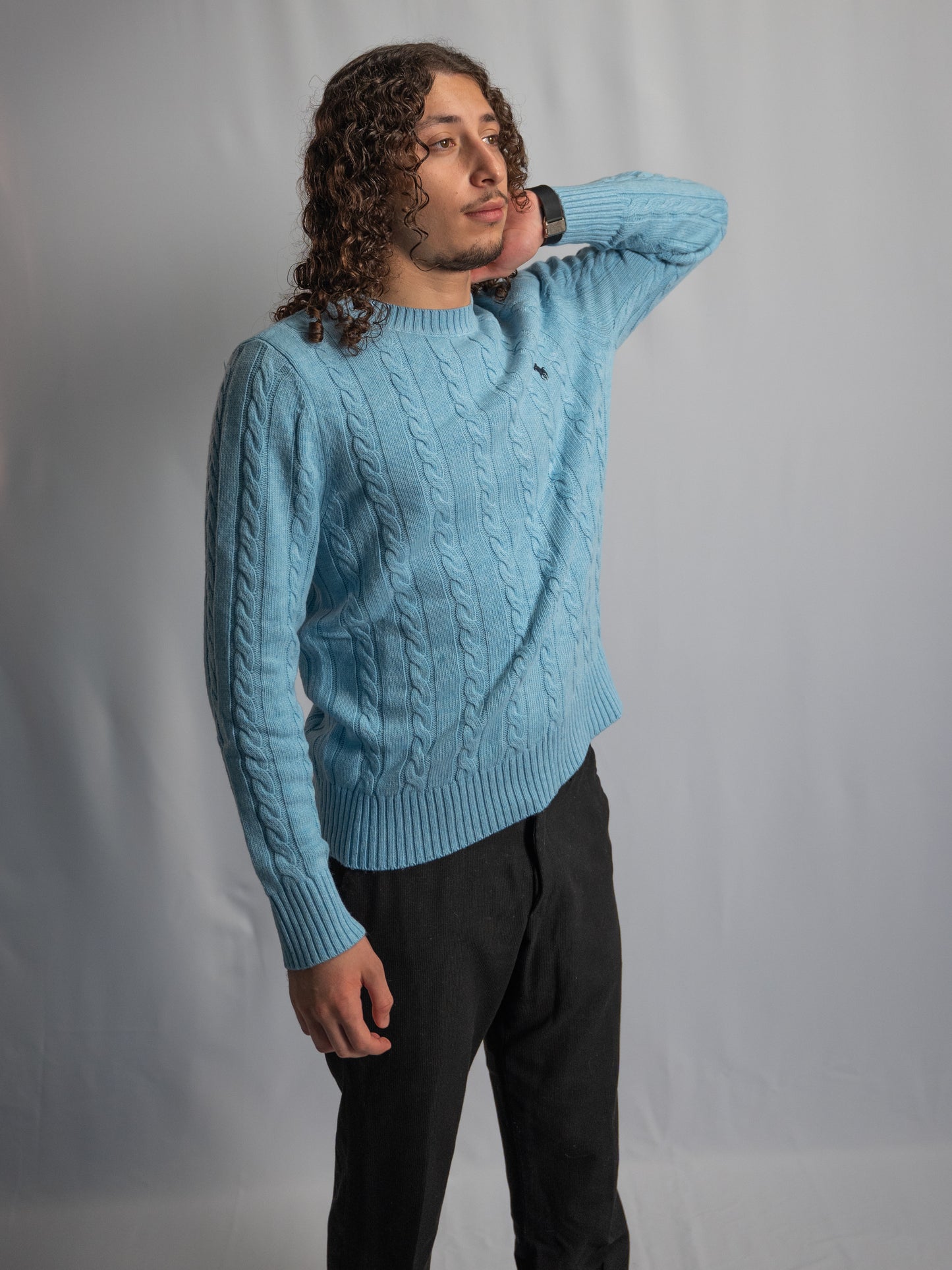 Pull Ralph Lauren Bleu Clair – Maille torsadée