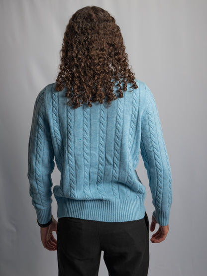 Pull Ralph Lauren Bleu Clair – Maille torsadée