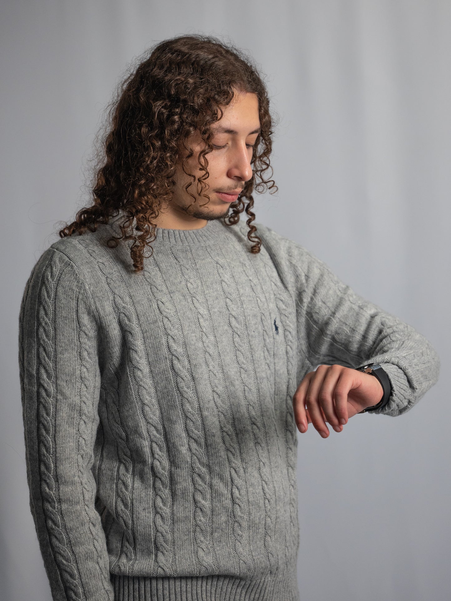 Pull Ralph Lauren Gris – Maille torsadée