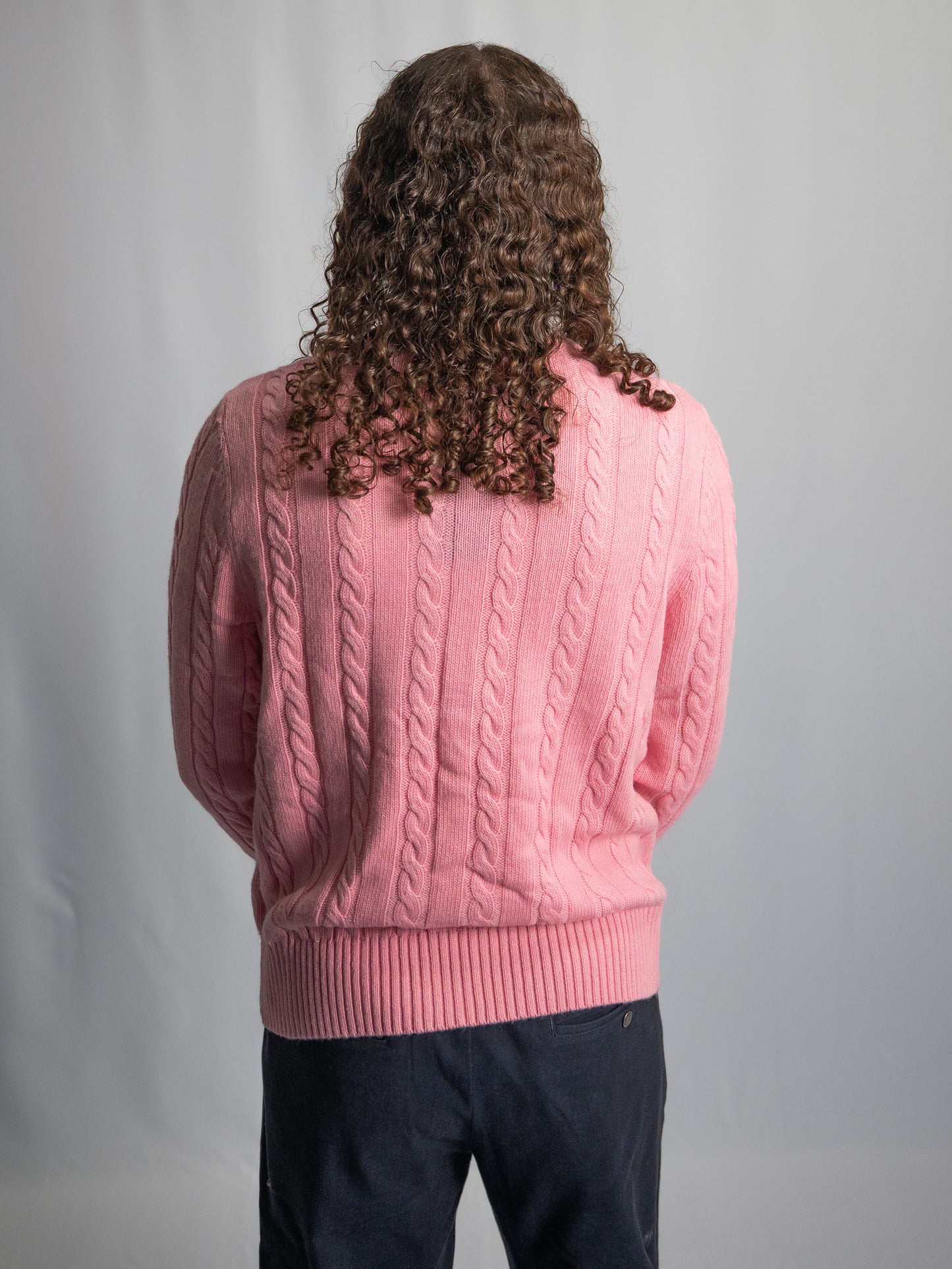 Pull Ralph Lauren Rose Clair – Maille torsadée