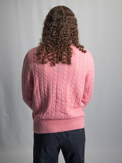 Pull Ralph Lauren Rose Clair – Maille torsadée