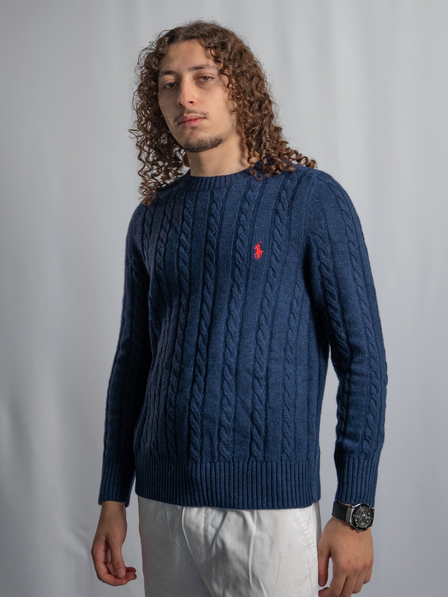 Pull Ralph Lauren Bleu Marine – Maille torsadée