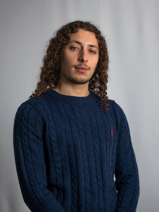 Pull Ralph Lauren Bleu Marine – Maille torsadée