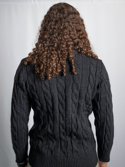 Pull Zippé Ralph Lauren Noir– Maille torsadée