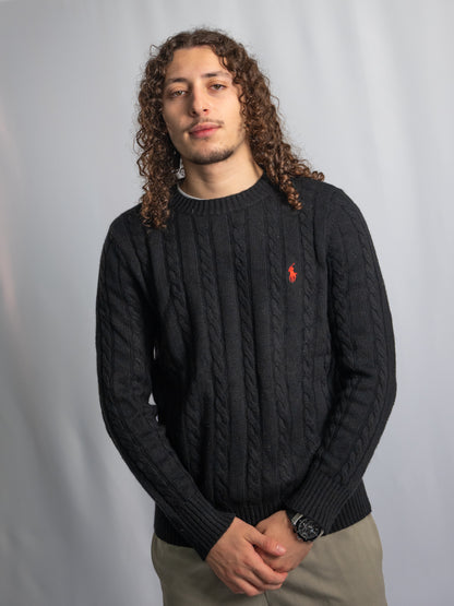 Pull Ralph Lauren Noir – Maille torsadée