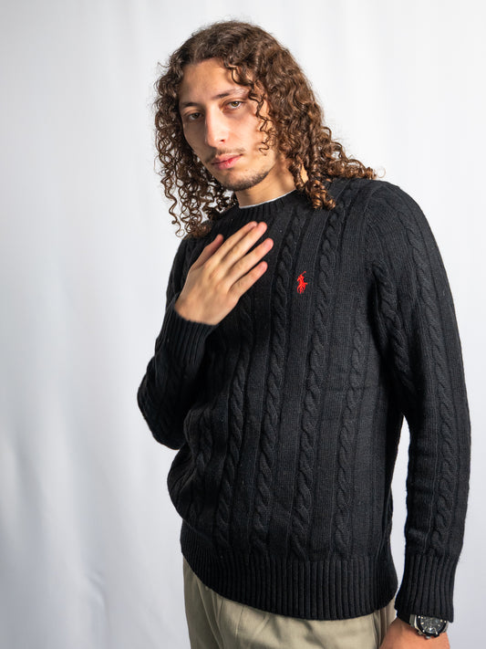Pull Ralph Lauren Noir – Maille torsadée