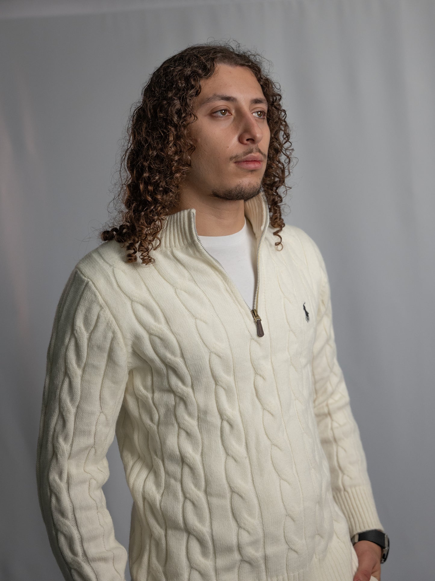 Pull Ralph Lauren Blanc – Maille torsadée