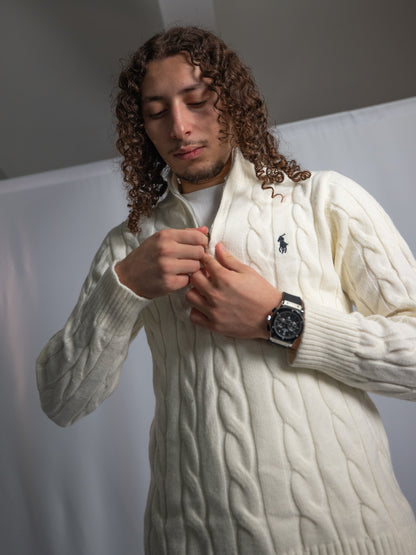 Pull Ralph Lauren Blanc – Maille torsadée