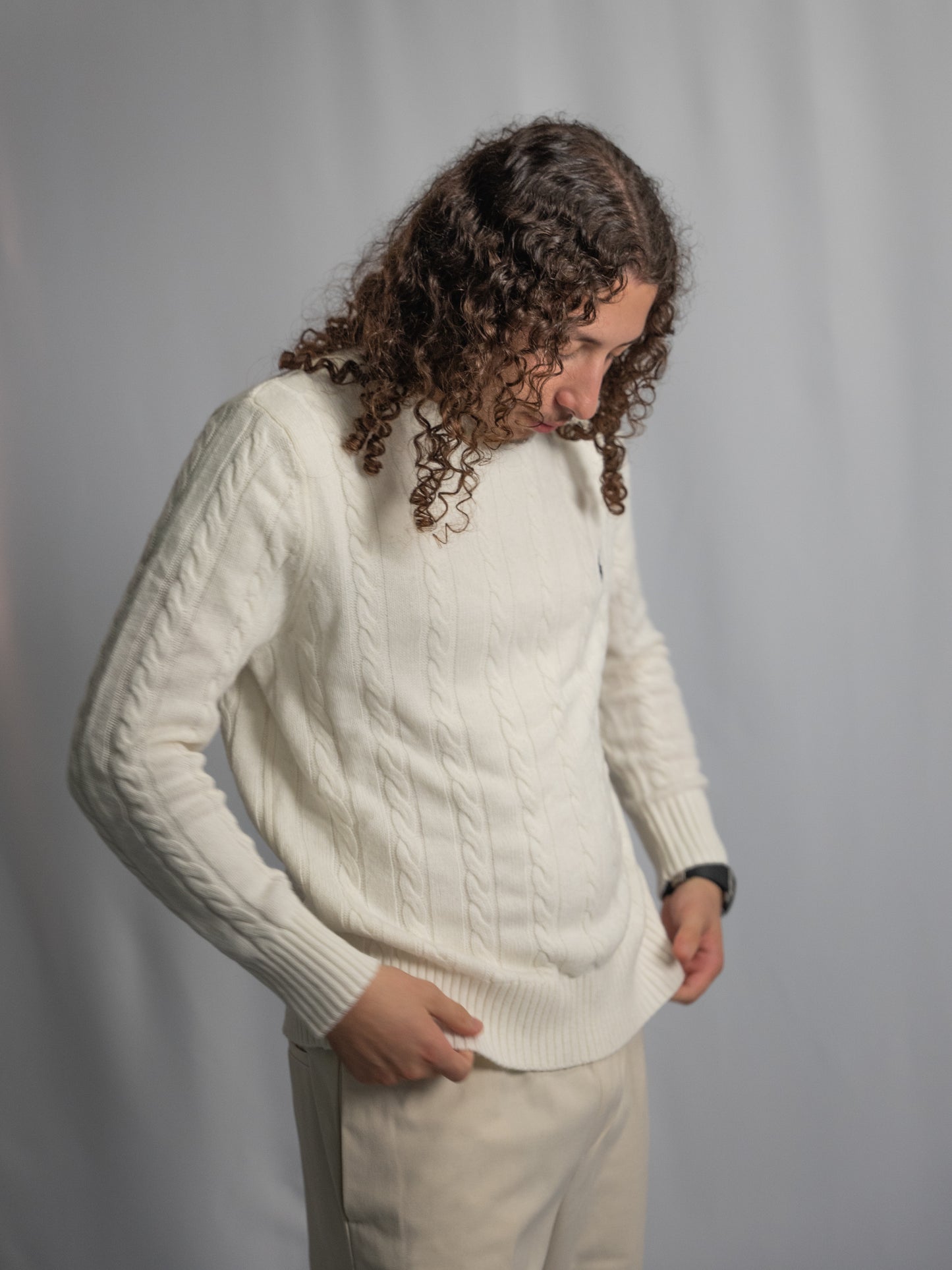 Pull Ralph Lauren Blanc – Maille torsadée