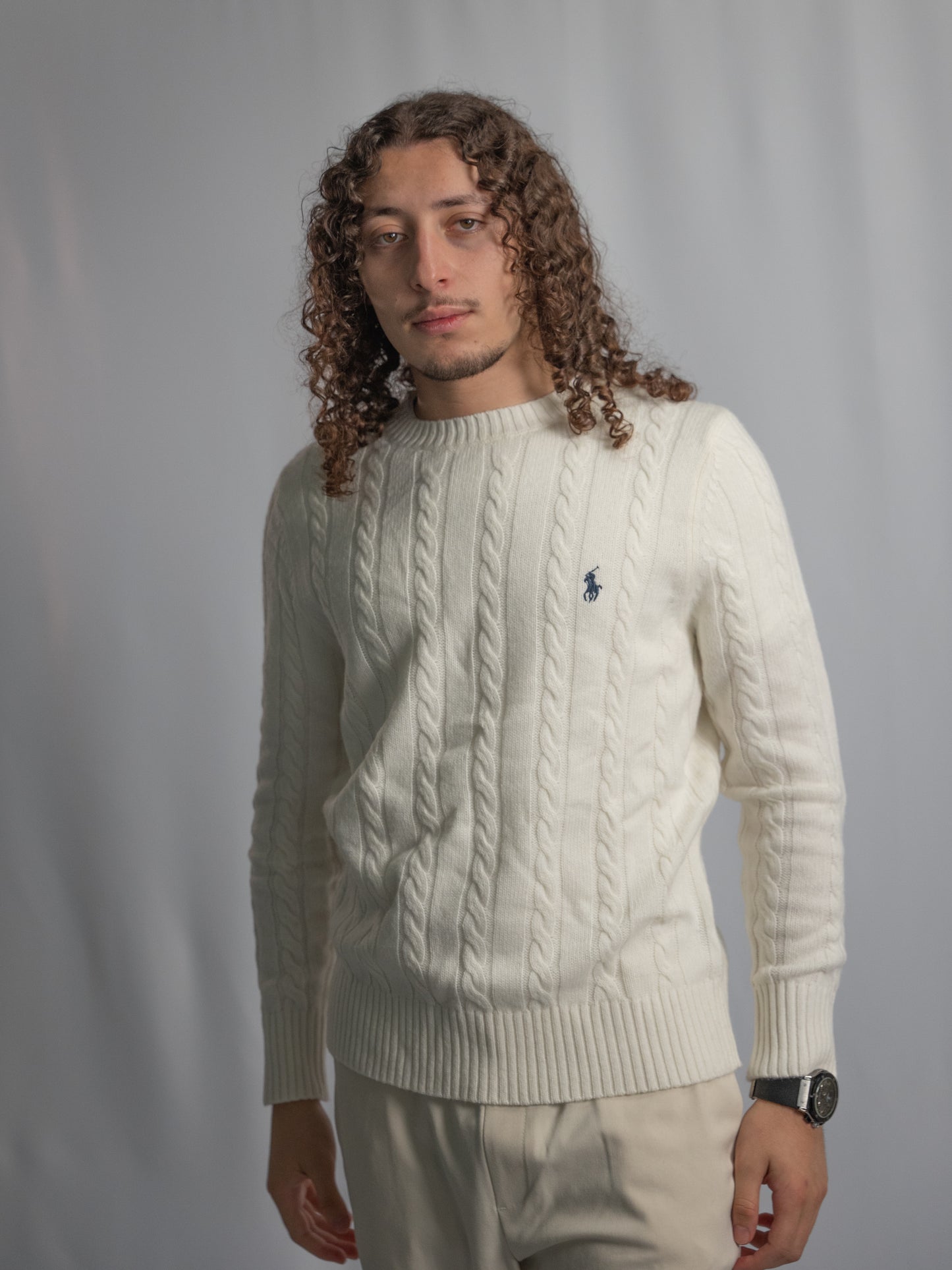 Pull Ralph Lauren Blanc – Maille torsadée