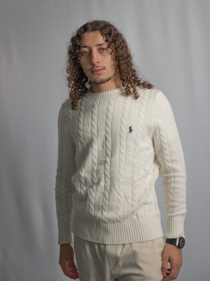 Pull Ralph Lauren Blanc – Maille torsadée