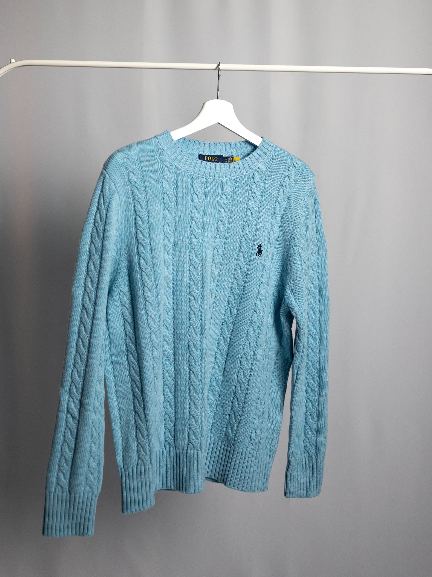 Pull Ralph Lauren Bleu Clair – Maille torsadée