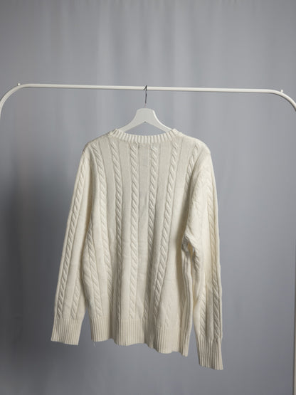 Pull Ralph Lauren Blanc – Maille torsadée