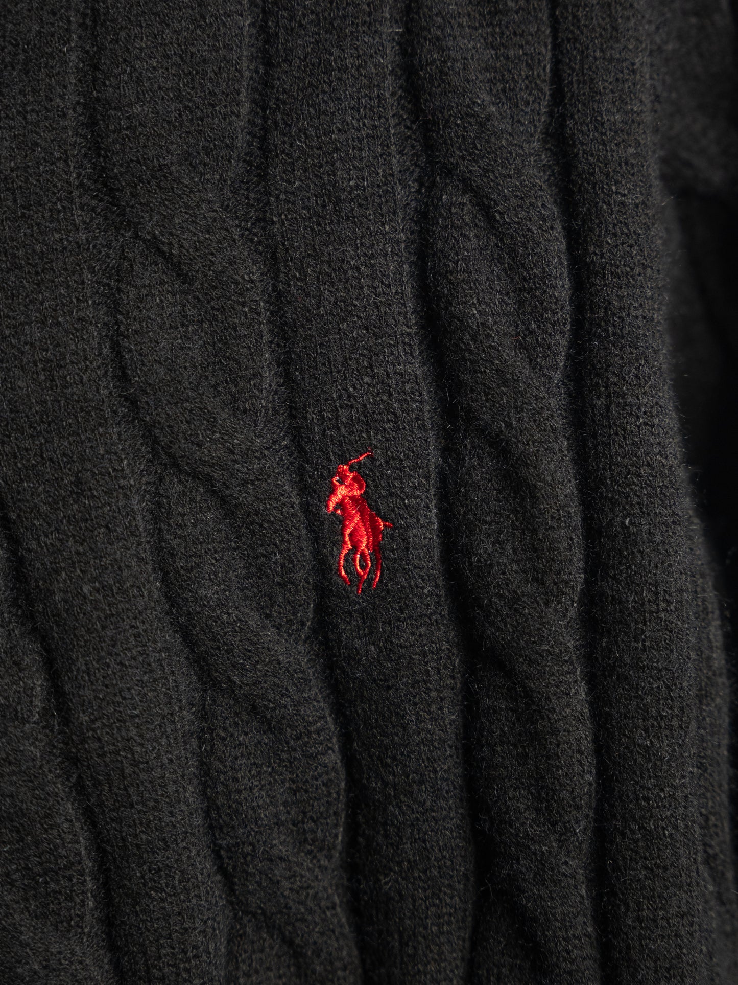 Pull Zippé Ralph Lauren Noir– Maille torsadée