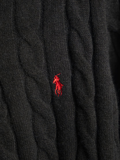 Pull Zippé Ralph Lauren Noir– Maille torsadée